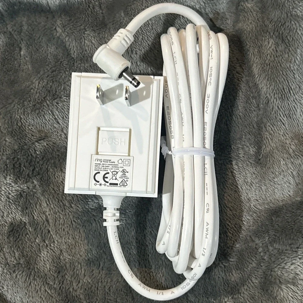 New Genuine Ring Indoor/Outdoor Stick Up Cam Power Adapter Barrel Plug‎ - White